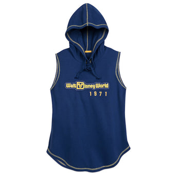 Disney Parks WDW Mickey Blue Women's Sleeveless Hoodie Small New with Tag