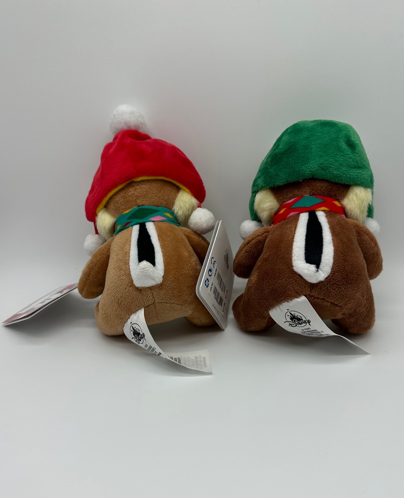 Disney Store Christmas Chip 'n Dale with Festive Scarf Plush New with Tag