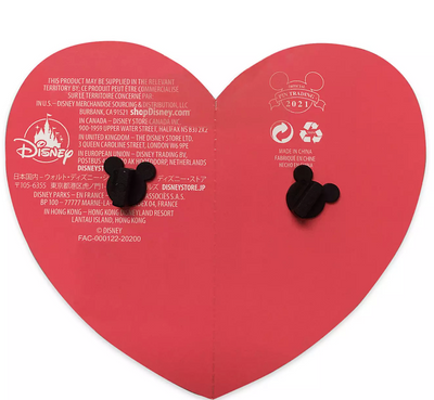 Disney Parks Valentine Heart Mickey and Minnie Keep One Share One Pin New w Card