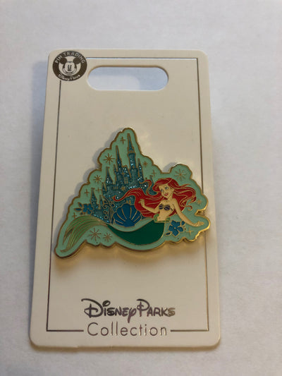 Disney Parks Ariel Glitter Cinderella Castle Pin New with Card