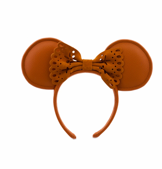 Disney Parks Fall Orange Suede Minnie Bow Ear Headband New with Tags