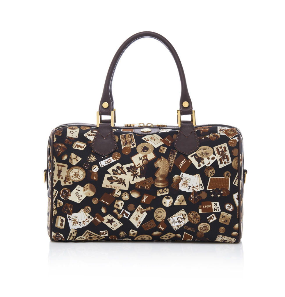 Monaco Life is a Game All Dark Brown Satchel Bag Made in Italy by Divo Diva New