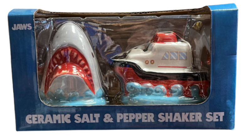 Universal Studios Jaws Shark Ceramic Salt & Pepper Shaker Set New With Box