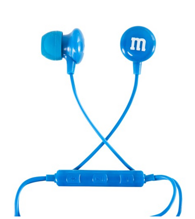 M&M's World Blue Wired Ear Buds with Microphone New with Box