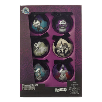 Disney 25th The Nightmare Before Christmas Glitter Ball Ornament Set New w Box