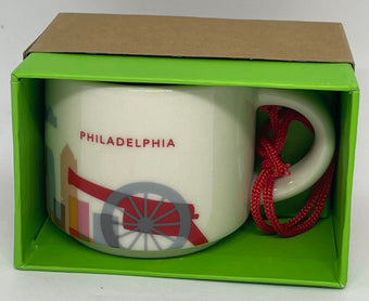 Starbucks Coffee You Are Here Philadelphia Ceramic Mug Ornament New With Box