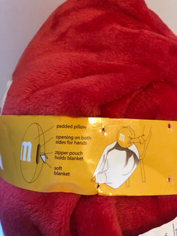 M&M's World Red Character 3 in 1 Blanket with Pillow and Hand Warmer New w Tag