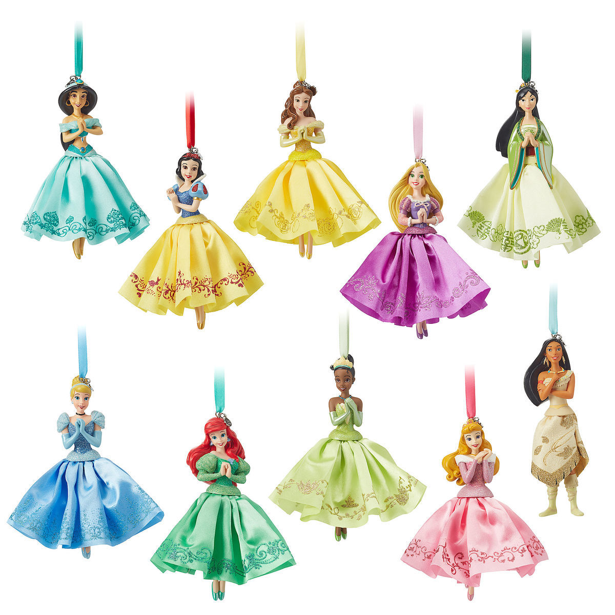 Disney Store Princess Sketchbook Ornament Set 10 Pieces Ariel Belle Mulan Aurora