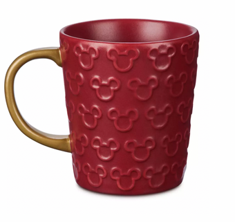Disney Retro Red Mickey Icons Gold Handle Holiday Christmas Coffee Mug New