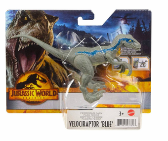 Jurassic World: Dominion Ferocious Pack Velociraptor Blue Dinosaur Figure New