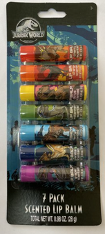 Jurassic World 7 Pack Scented Lip Balms Grape Vanilla Berry Watermelon New