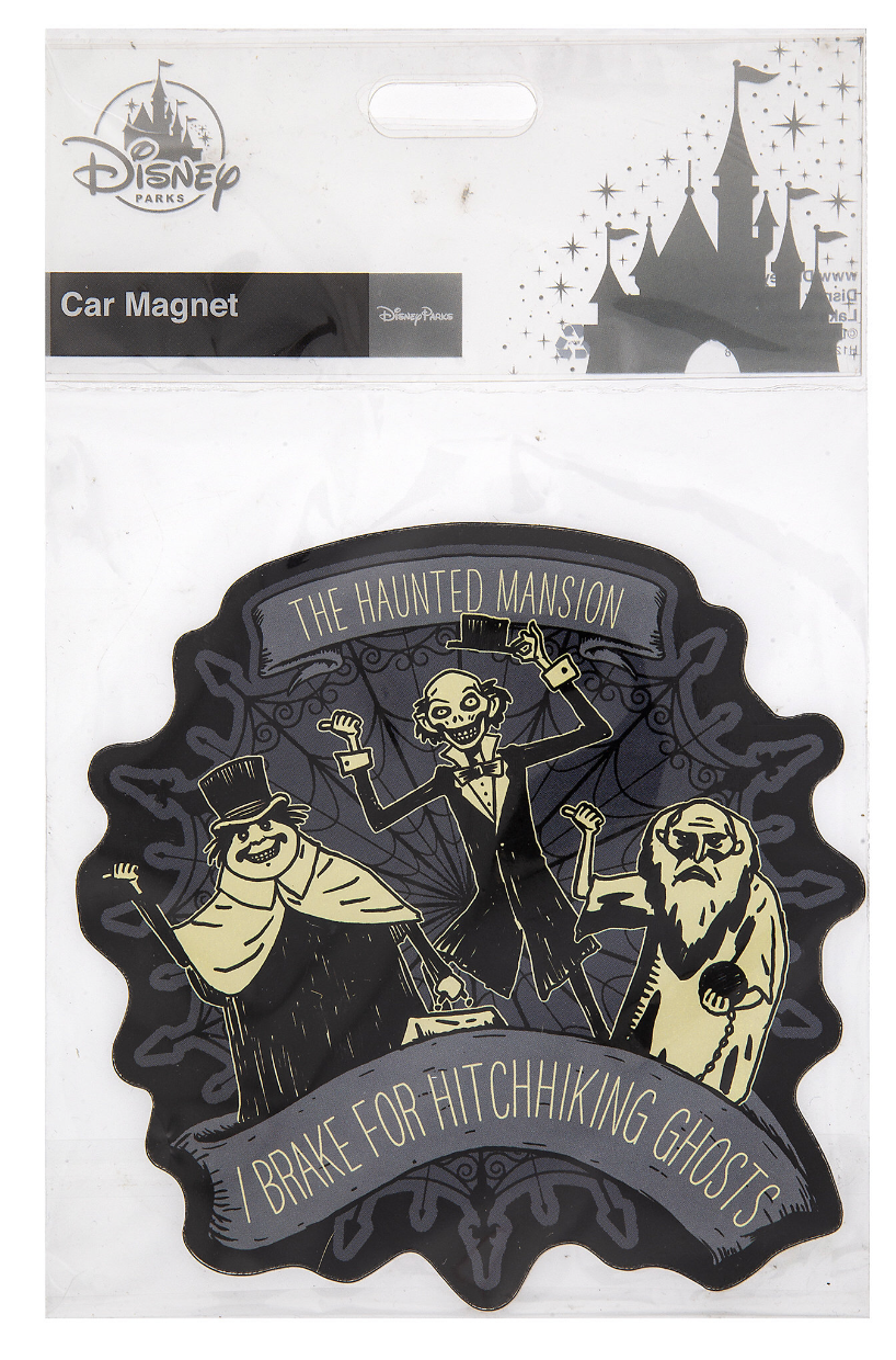 Disney Parks The Haunted Mansion I Brake For Hitchhiking Ghosts Car Magnet New