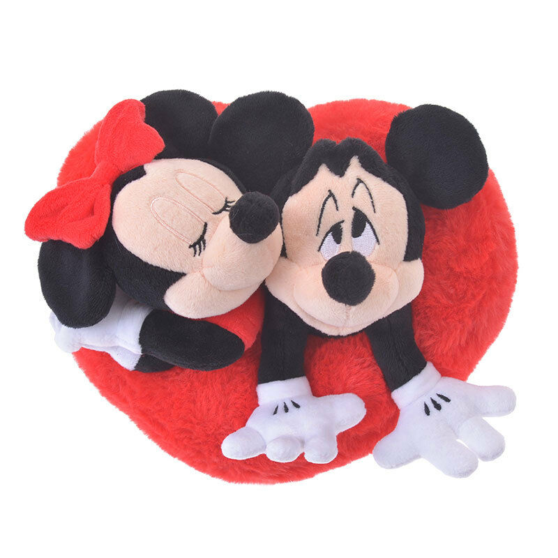 Disney Store Japan Valentine Mickey and Minnie Heart Plush New with Tags