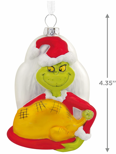 Hallmark Dr. Seuss The Grinch Turkey Blown Glass Christmas Ornament New with Box