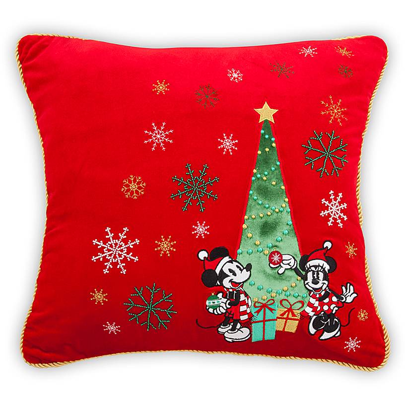 Disney Store Mickey and Minnie Mouse Holiday Throw Pillow New with Tags