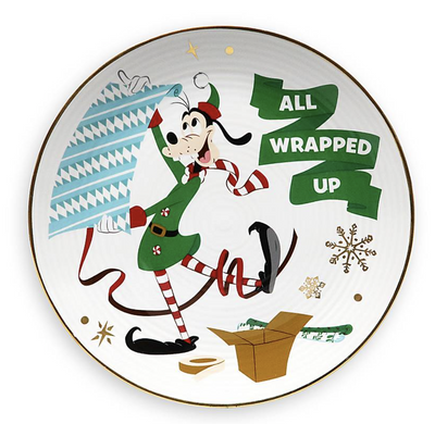 Disney Parks Holiday Cheer Goofy All Wrapped Up Christmas Dessert Plate New