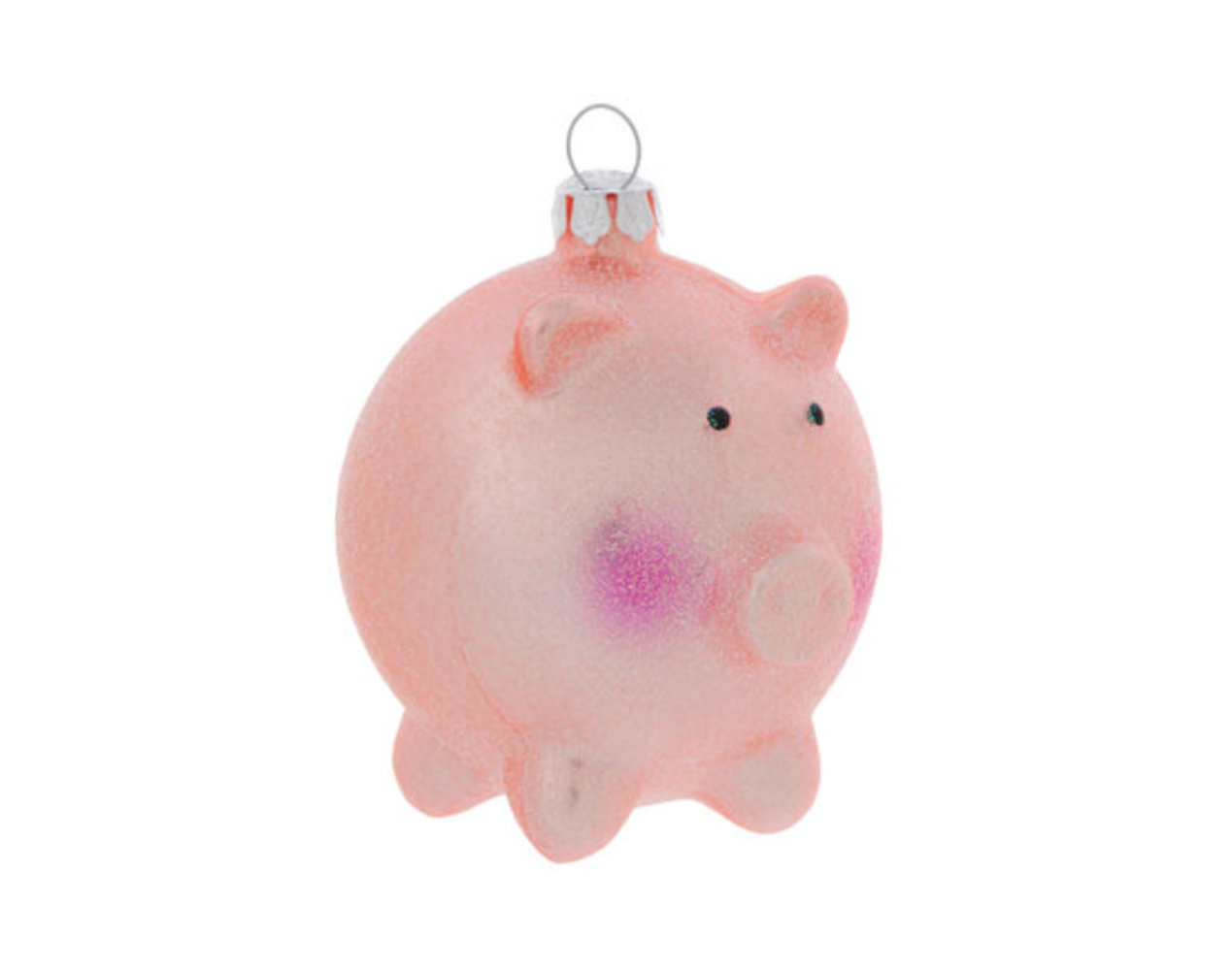 Robert Stanley Pink Glitter Pig Ball Glass Christmas Ornament New with Tag