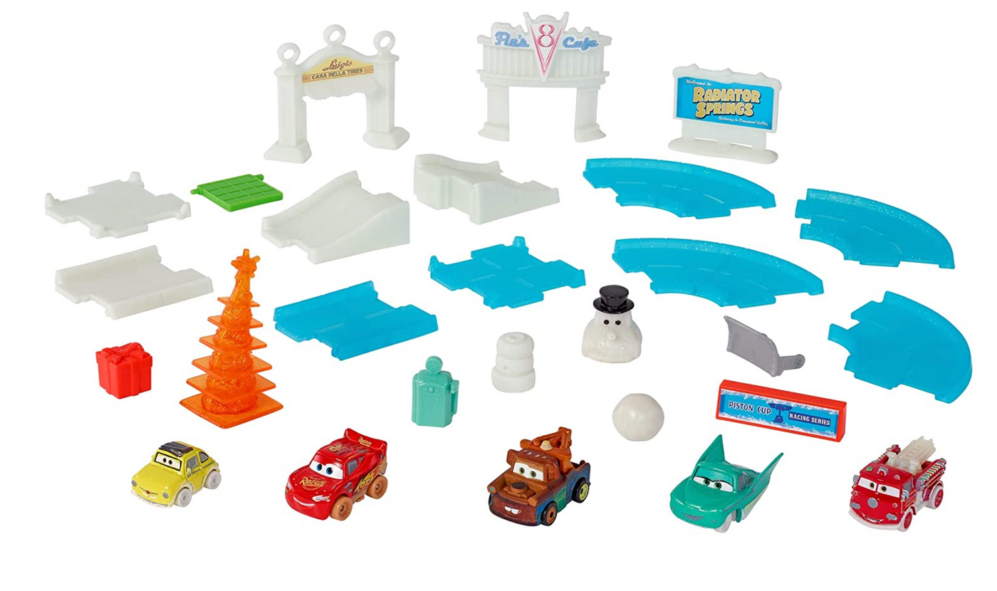 Disney Cars Pixar Mini Racers Advent Calendar Track Set McQueen Mater Mack New