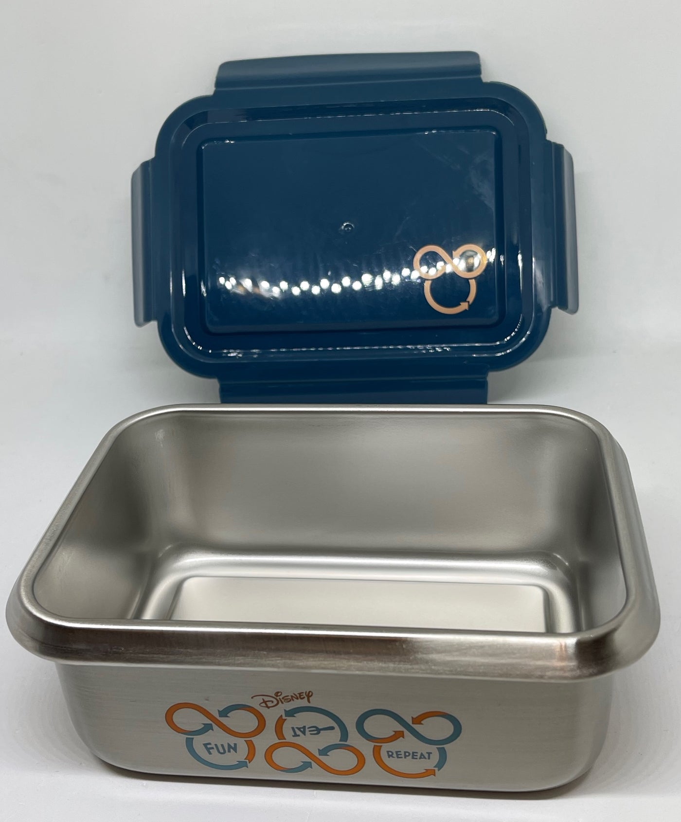 Disney Parks Mickey Fun Eat Repeat Lunch Box Stainless Reusable Container New