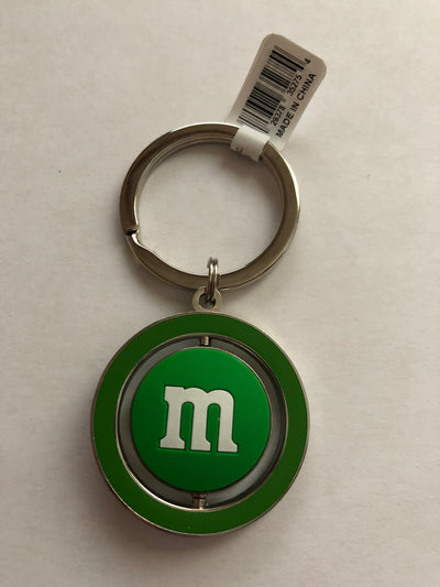 M&M's World Green Character Big Face PVC Spinning Keychain New with Tag