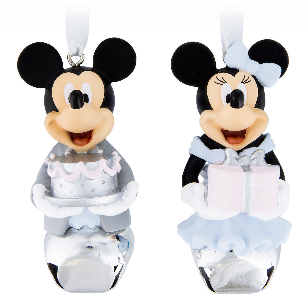 Disney Parks Mickey and Minnie Mouse Formal Bell Ornament Set New with Tags