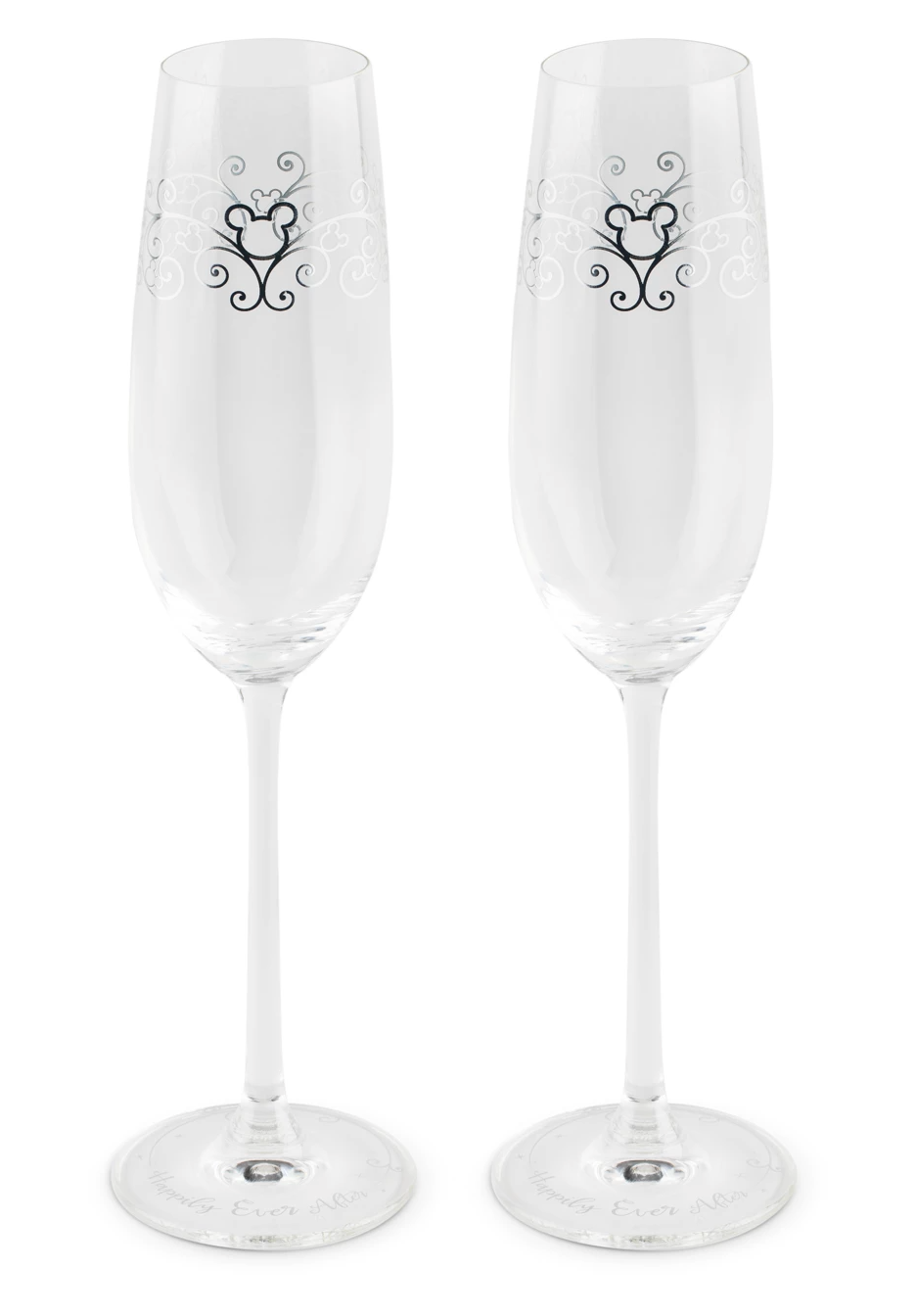 Disney Parks Mickey Icon Wedding Toasting Glasses Happily Ever After New w Box