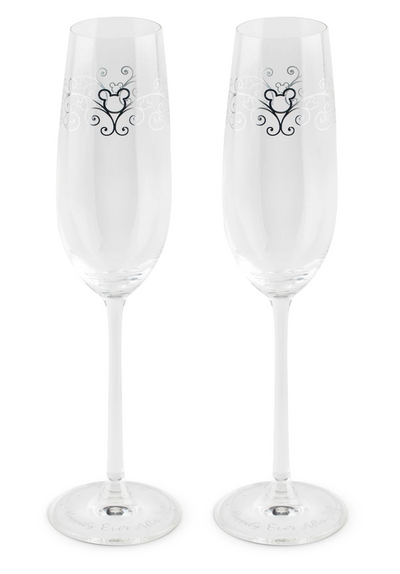 Disney Parks Mickey Icon Wedding Toasting Glasses Happily Ever After New w Box