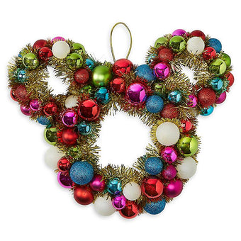 Disney Parks Mickey Icon Tinsel and Ornament Holiday Wreath New with Tags