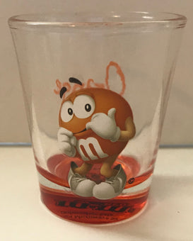 M&M's World Orange Poses Clear Shot Glass New