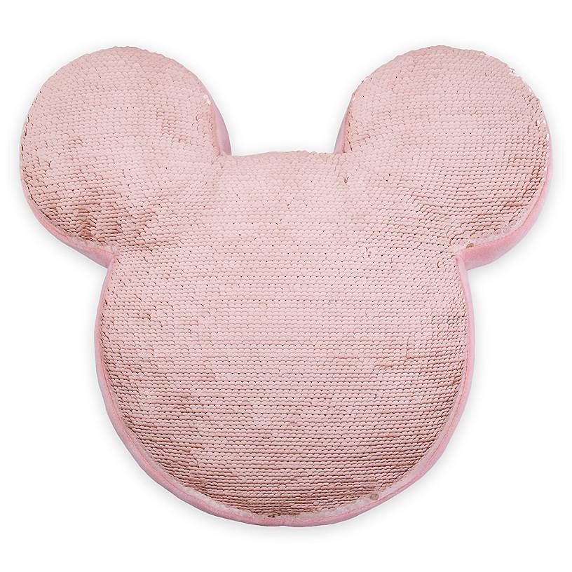 Disney Parks Mickey Icon Reversible Sequin Pillow Briar Rose Gold New with Tag