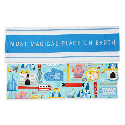 Disney Parks Most Magical Place Attractions Kitchen Towels Set New with Tags