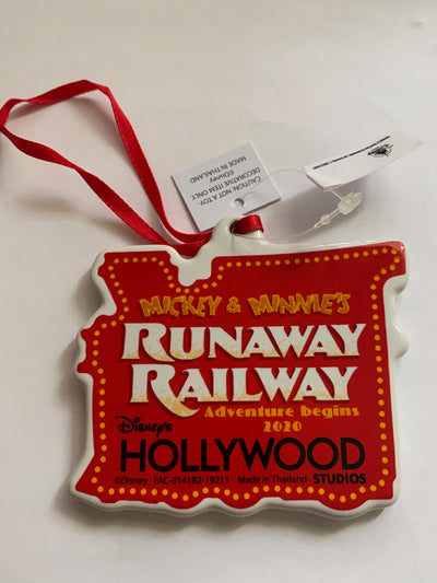 Disney Parks Mickey and Minnie Runaway Railway Ceramic Ornament New with Tag