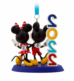 Disney Parks WDW 2022 Mickey Minnie Figural Christmas Ornament New with Tag