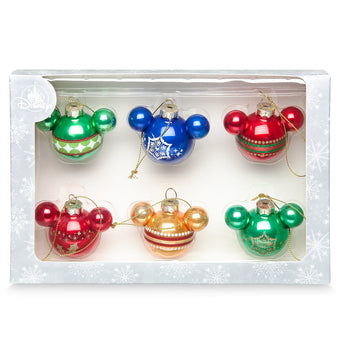 Disney Parks Mickey Mouse Icon Rainbow Ornament Set New with Box
