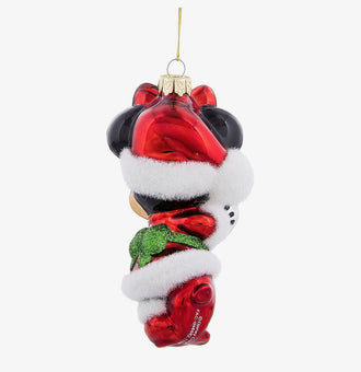 Disney Parks Glitter Glass Minnie as Santa Christmas Ornament New with Tags