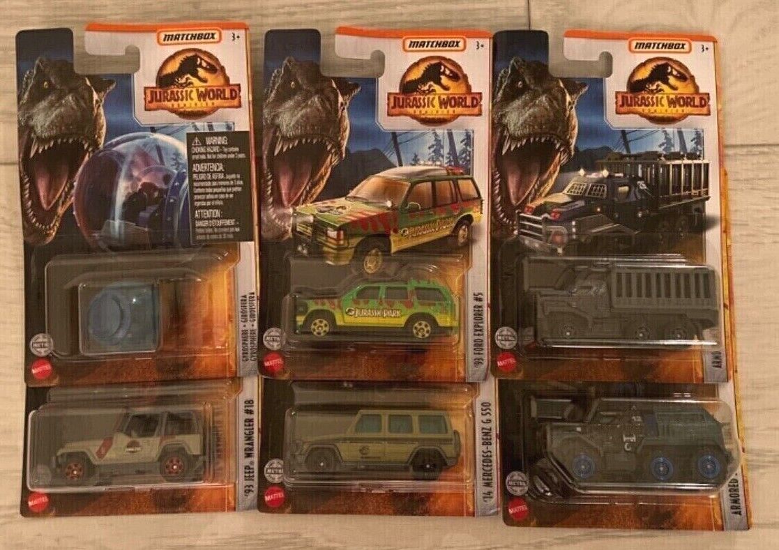 Mattel Matchbox Toy Vehicles Jurassic World Dominion Lot of 6 Cars New Sealed