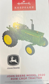 Hallmark 2022 John Deere Model 2020 Row Crop Tractor Christmas Ornament New Box