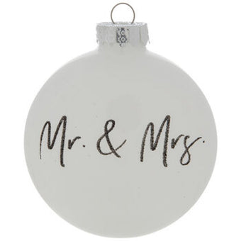 Robert Stanley Mr & Mrs Disc Glass Christmas Ornament New with Tag