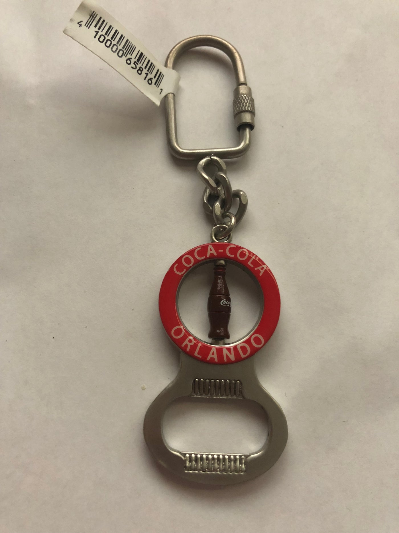 Authentic Coca Cola Coke Orlando Bottle Spinner Metal Keychain New