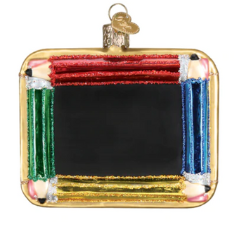 Old World Christmas Chalkboard Glass Christmas Ornament New With Box