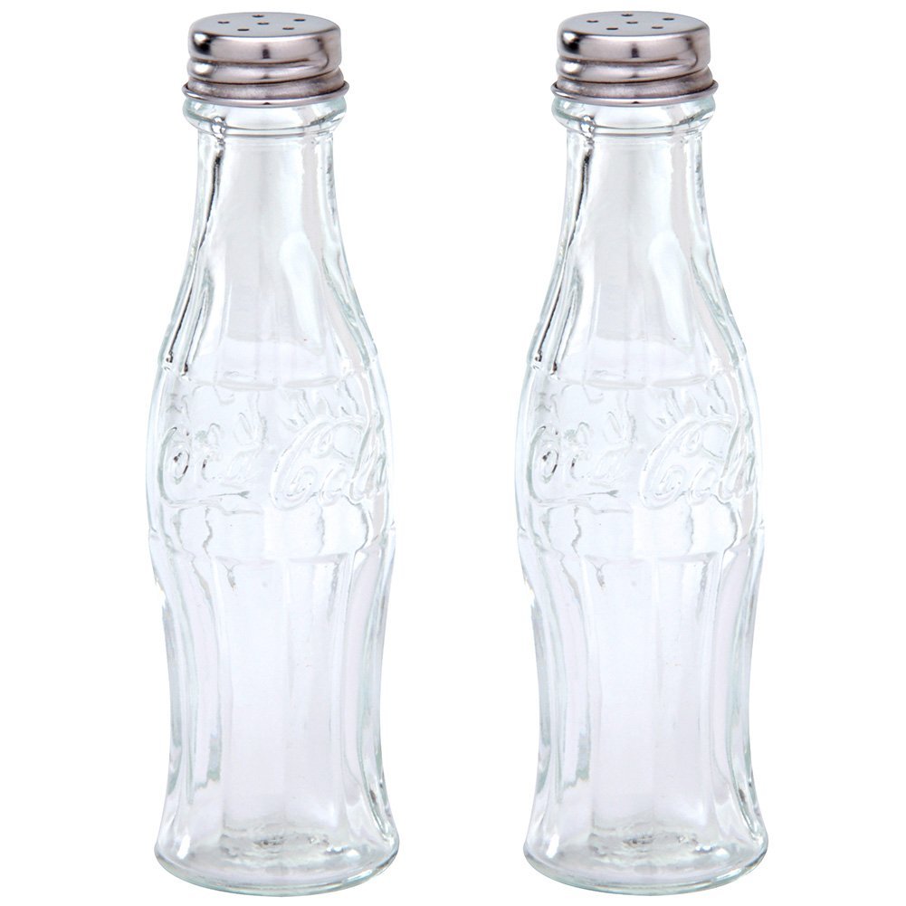 Disney Parks Coca Cola Coke Bottle Glass Salt & Pepper Shakers New with Box