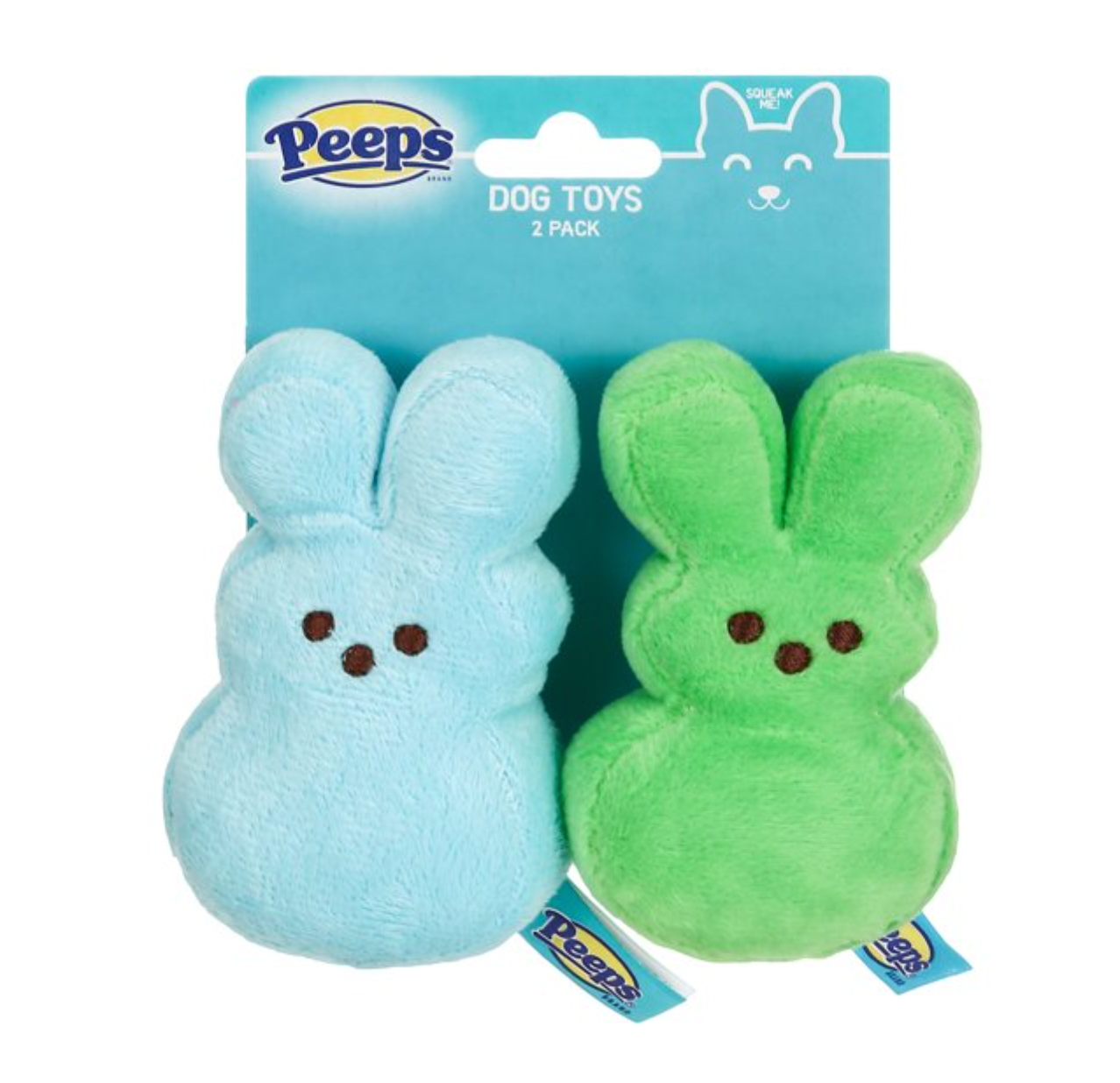 Peeps Easter Peep Plush Blue Green Bunnies 4in Pet 2pk Toy New with Card