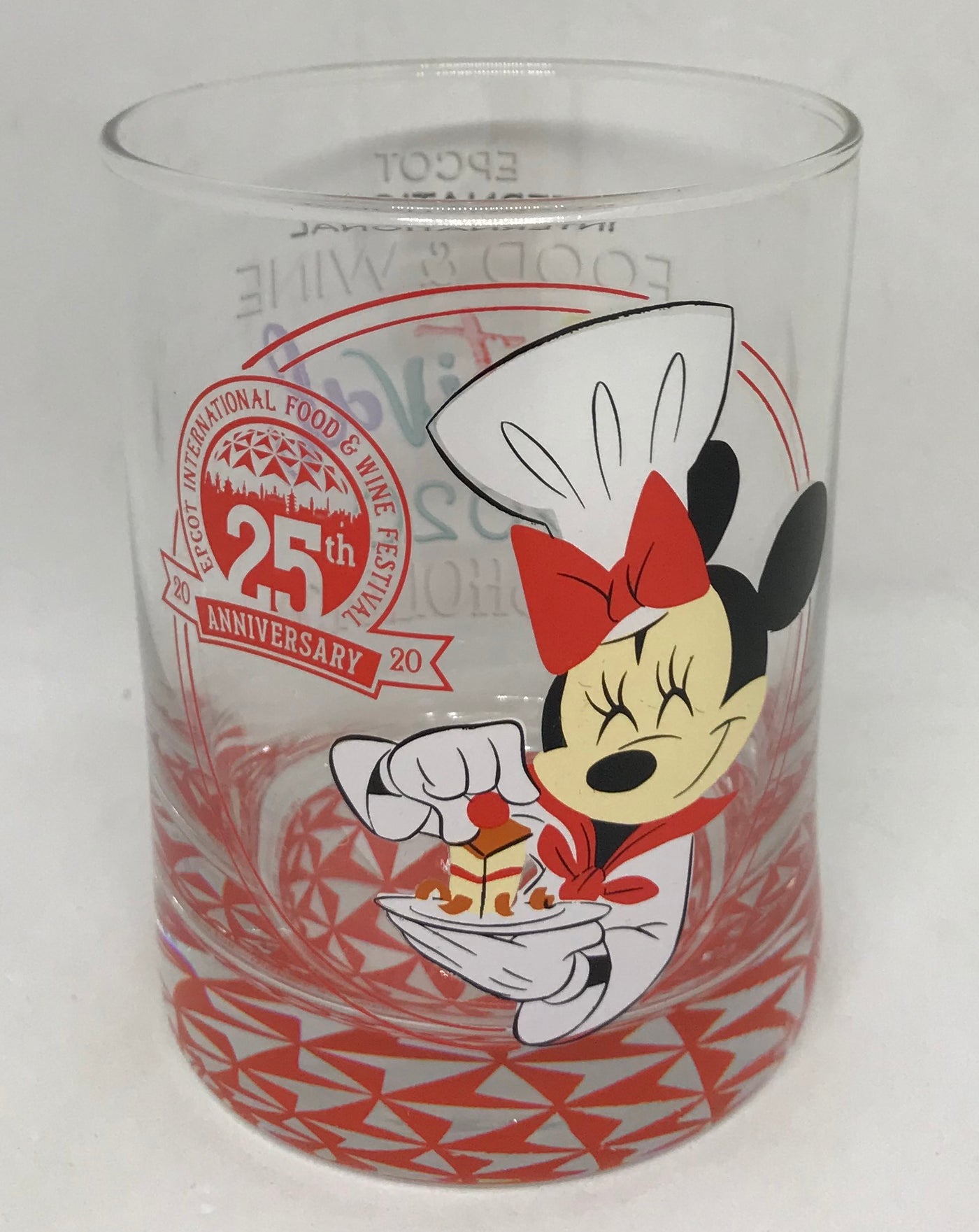 Disney 2020 25th Food and Wine Festival Minnie Mouse Chef Glass Passholder New