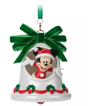 Disney Sketchbook Santa Mickey Mouse Bell Christmas Ornament New With Tag