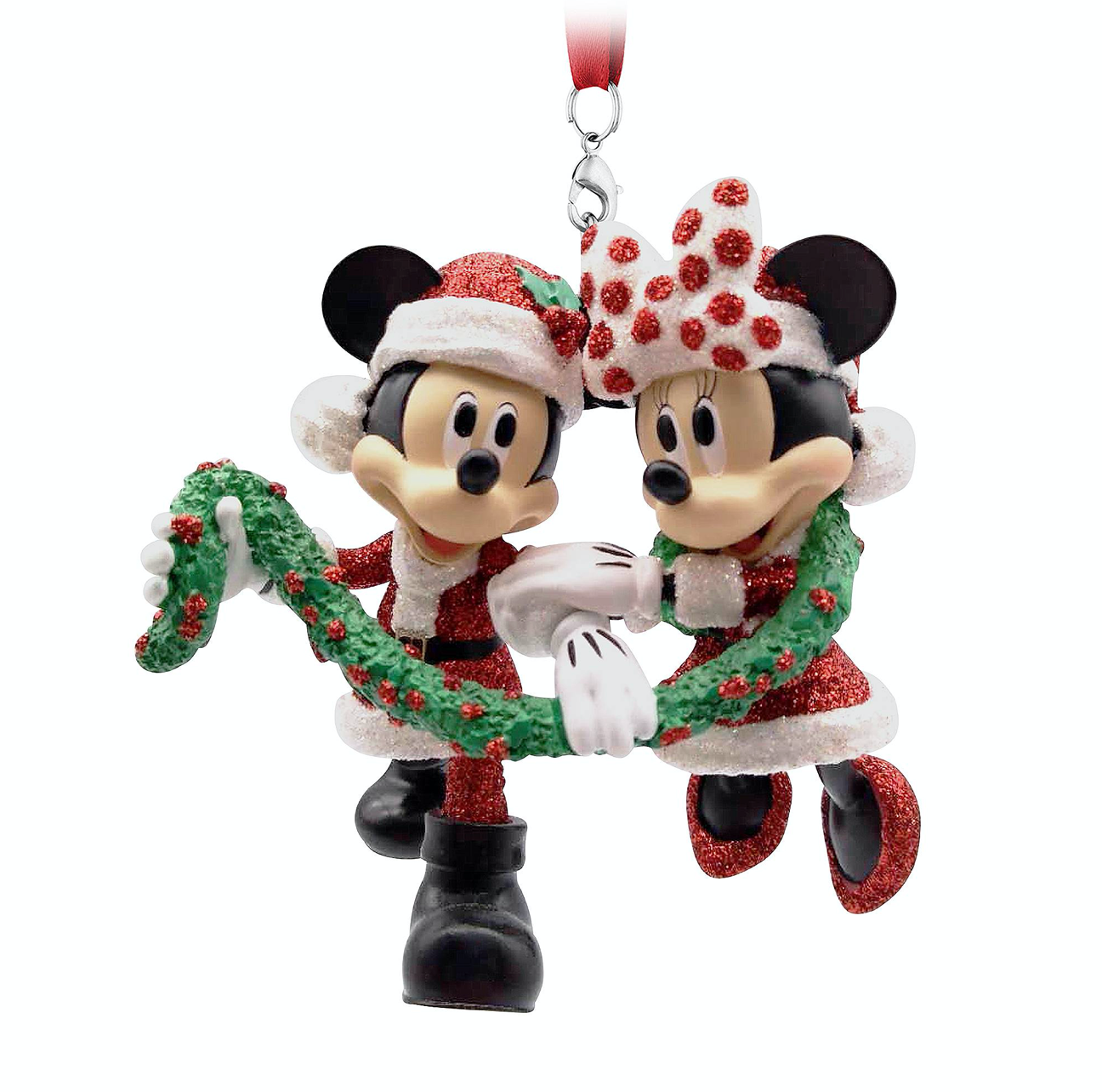 Disney Parks Mickey & Minnie With Garland 3D Christmas Ornament New with Tags