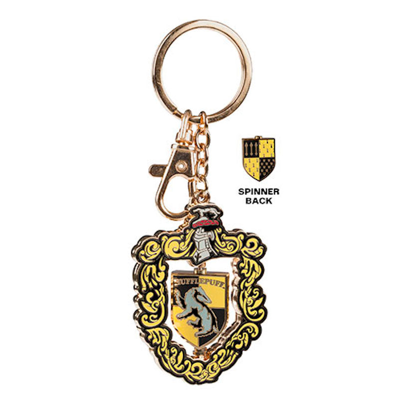Universal Studios Harry Potter Hufflepuff Crest Spinning Keychain New with Tags