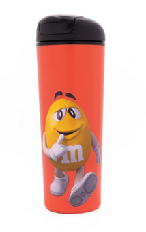 M&M's World Yellow Character Neverfall Orange Tumbler 16 oz New