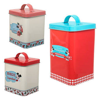 Disney Parks Back in the Day Mickey and Minnie Retro Canister Set New with Box