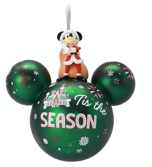 Disney Parks Mickey Icon Ball Christmas Ornament with Figurine New with Tag