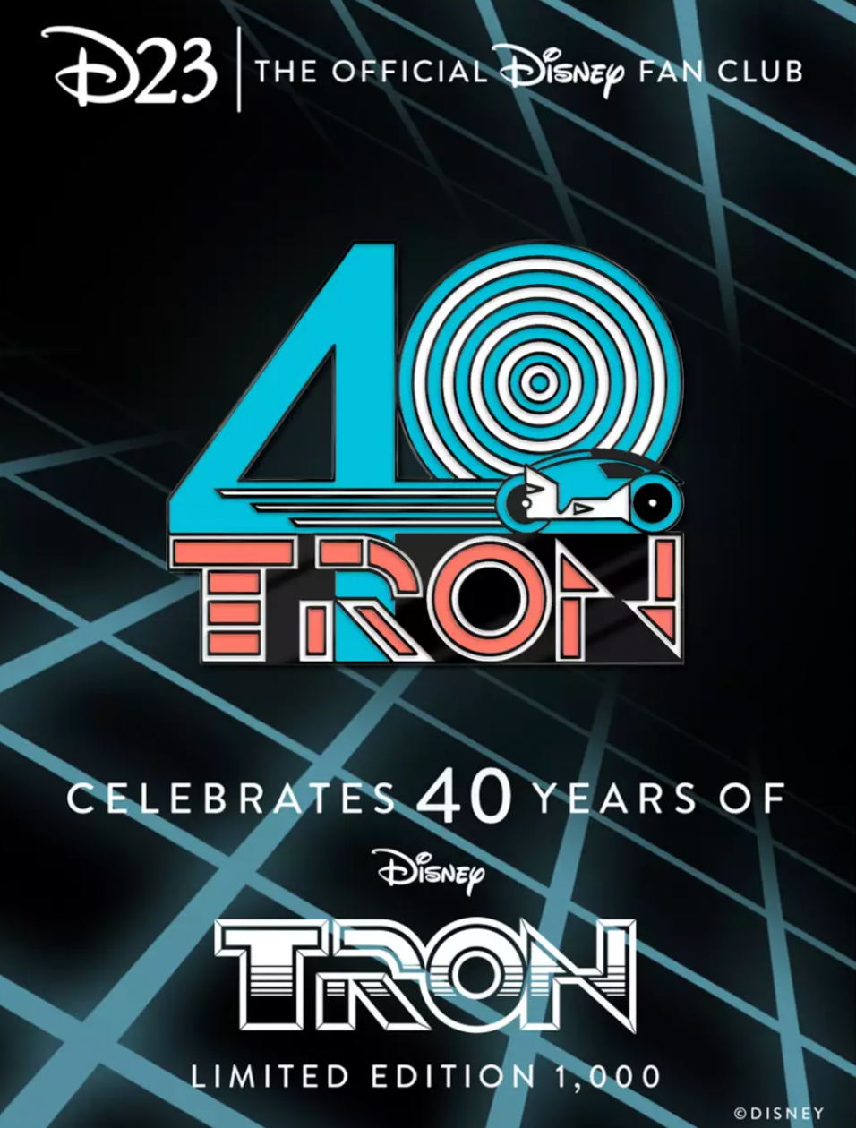 Disney D23 Exclusive Tron 40th Anniversary Pin Limited Edition New with Card